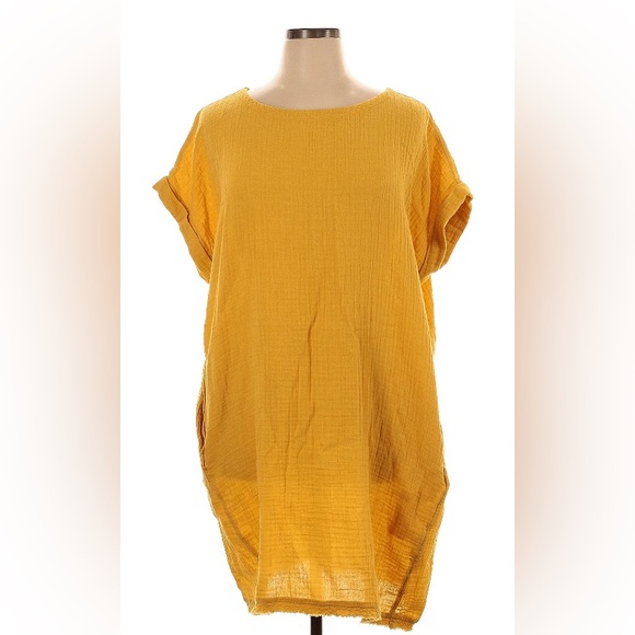New w/tags XL 1X Eileen Fisher organic cotton gauze dress marigold - Picture 2 of 6